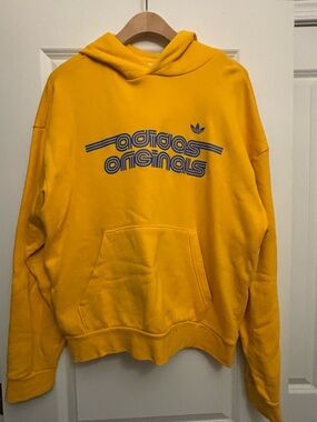 adidas Yellow Originals Pullover Hoodie with Logo